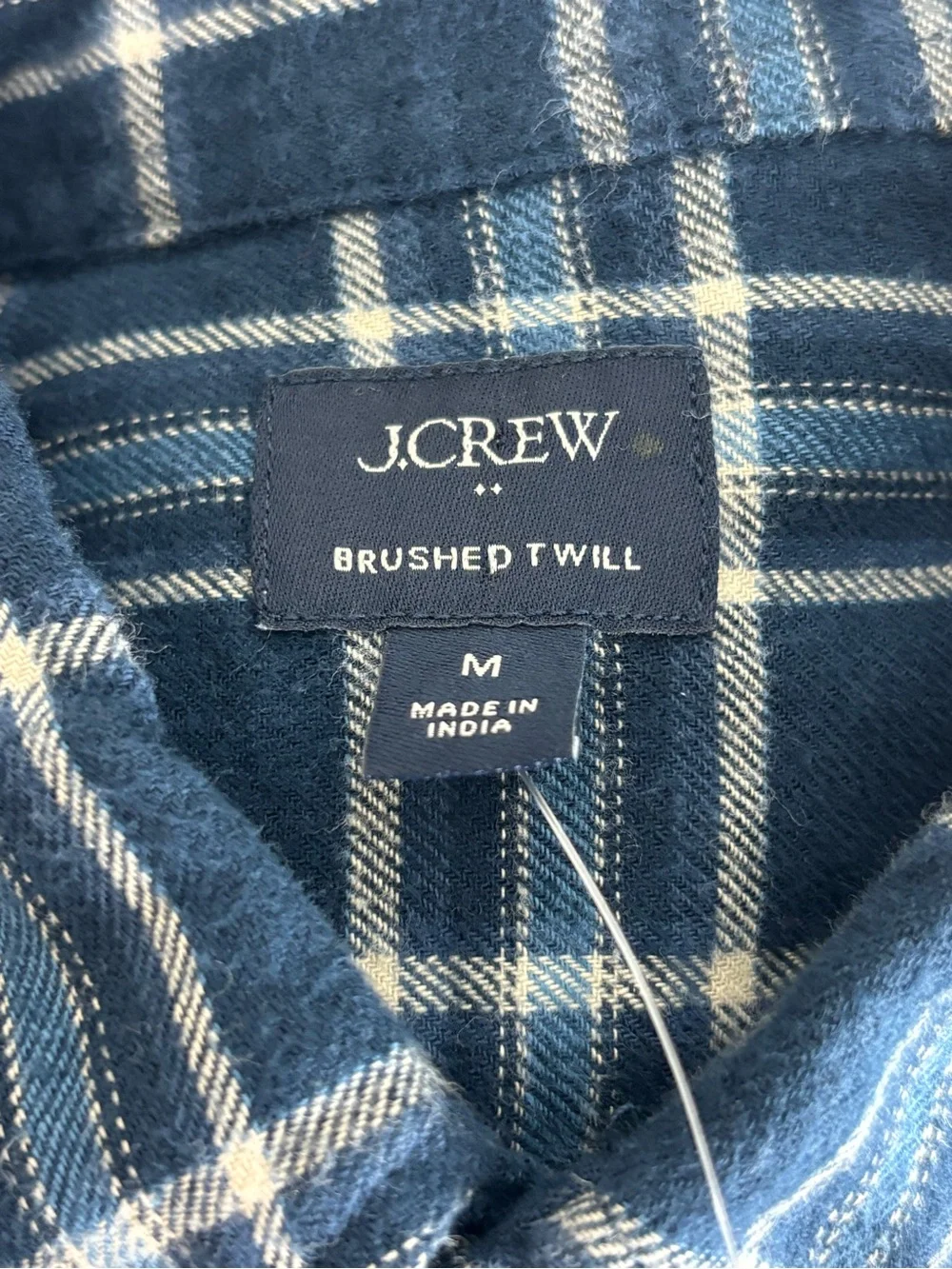 J.Crew Men’s 100% Cotton Brushed Twill Plaid Shirt Navy Blue Medium NWT
